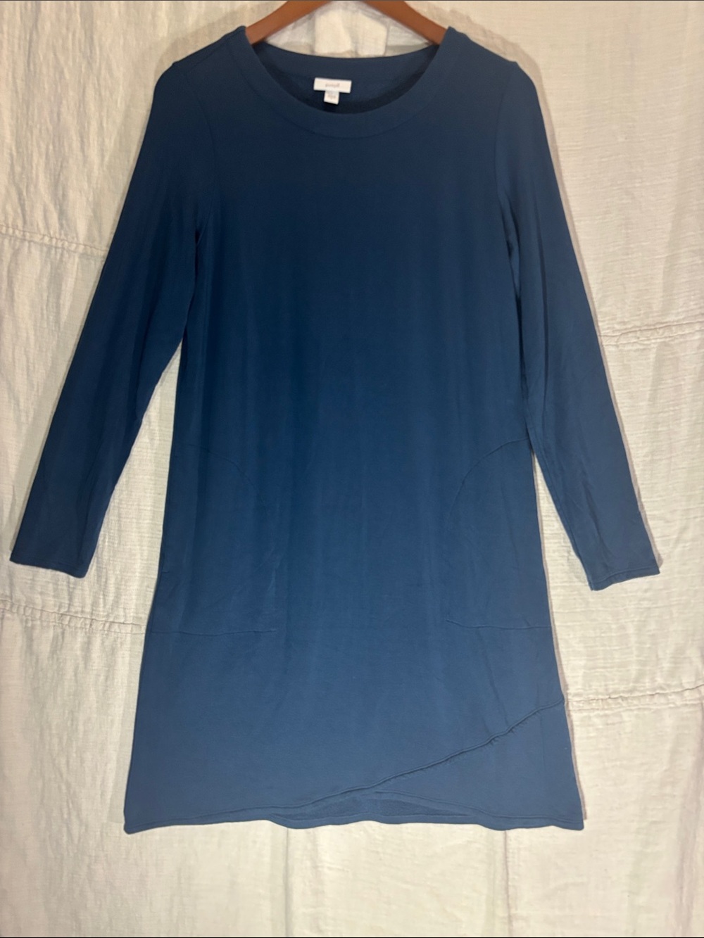 Pure Jill Blue Rayon Spandex Long Sleeve Tunic Dress Small EUC Capsule Wardrobe